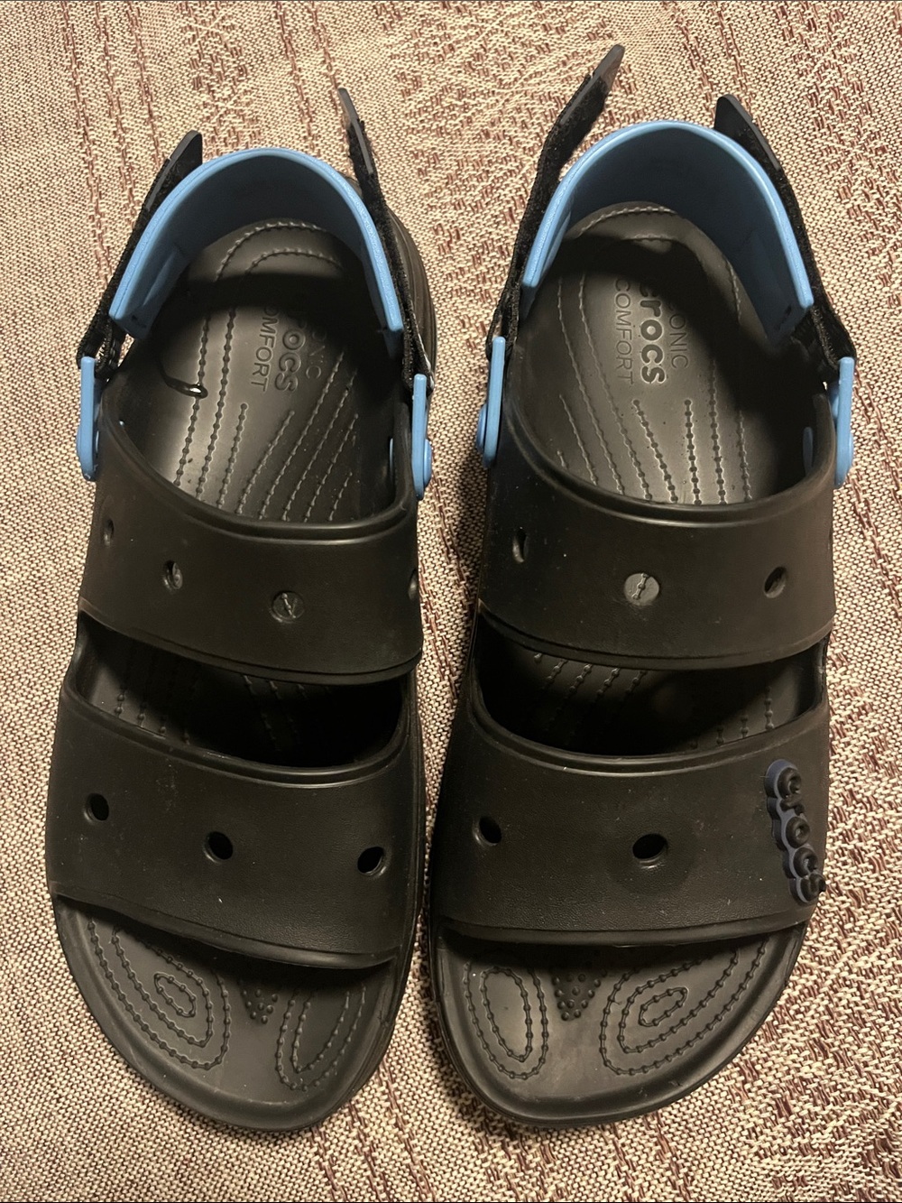 CROCS Men’s Classic All Terrain Sandals Black with Light Blue Trim